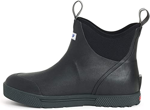Xtratuf Men's Wheelhouse 6 Waterproof Reinforced Toe&Heel Slip Resistant Wide Rubber Ankle Deck Fishing Rain Boots, Black, 14