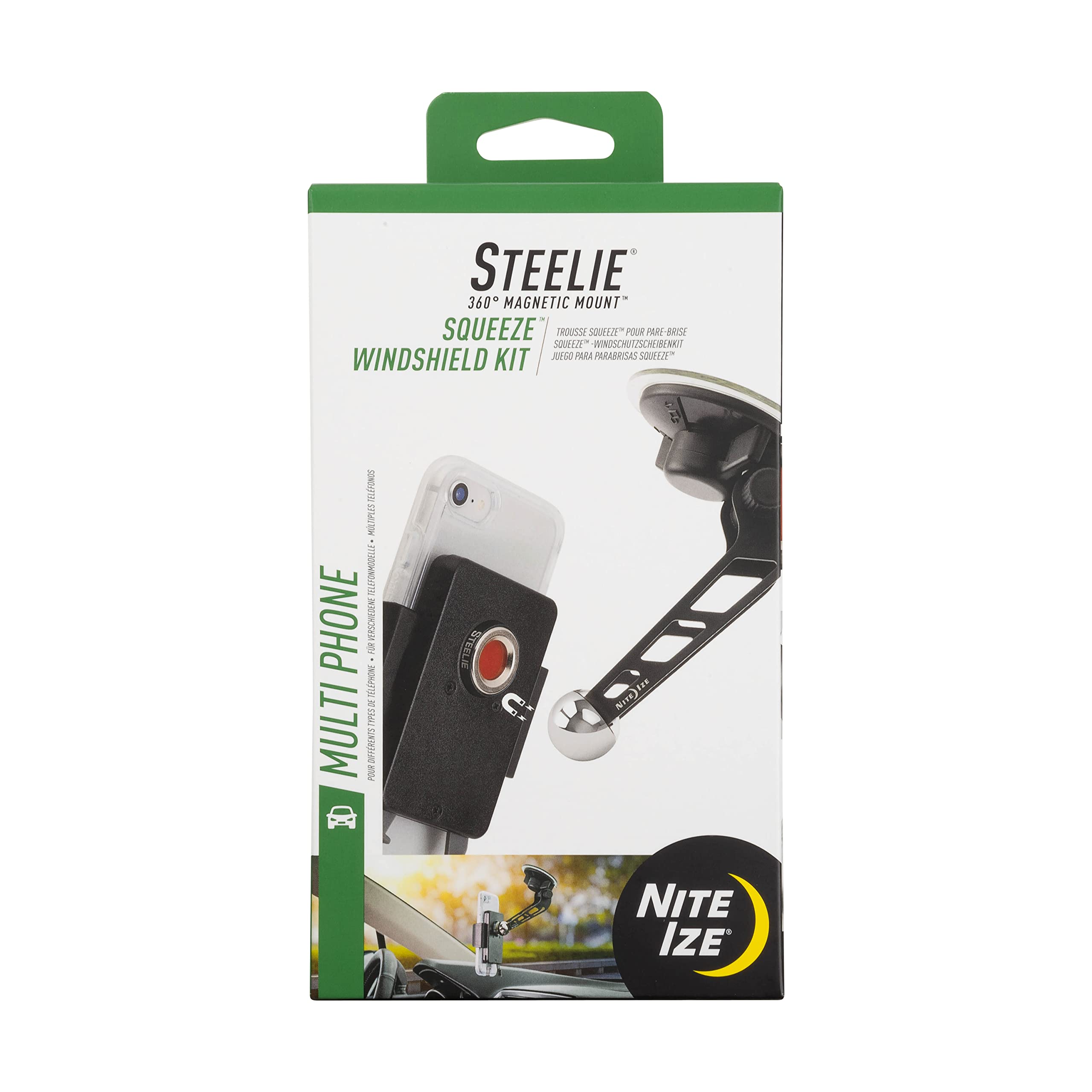 Nite Ize - Steelie - Squeeze Windshield Mount Kit Plus
