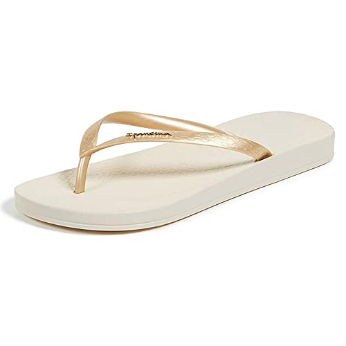 Ipanema Women's Ana Tan Lightweight Soft Durable Flexpand Plastic Flip Flops Sandals, Beige/Gold, 11
