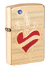 Zippo Armor Heart and Sword High Polish Brass Pocket Lighter, One Size