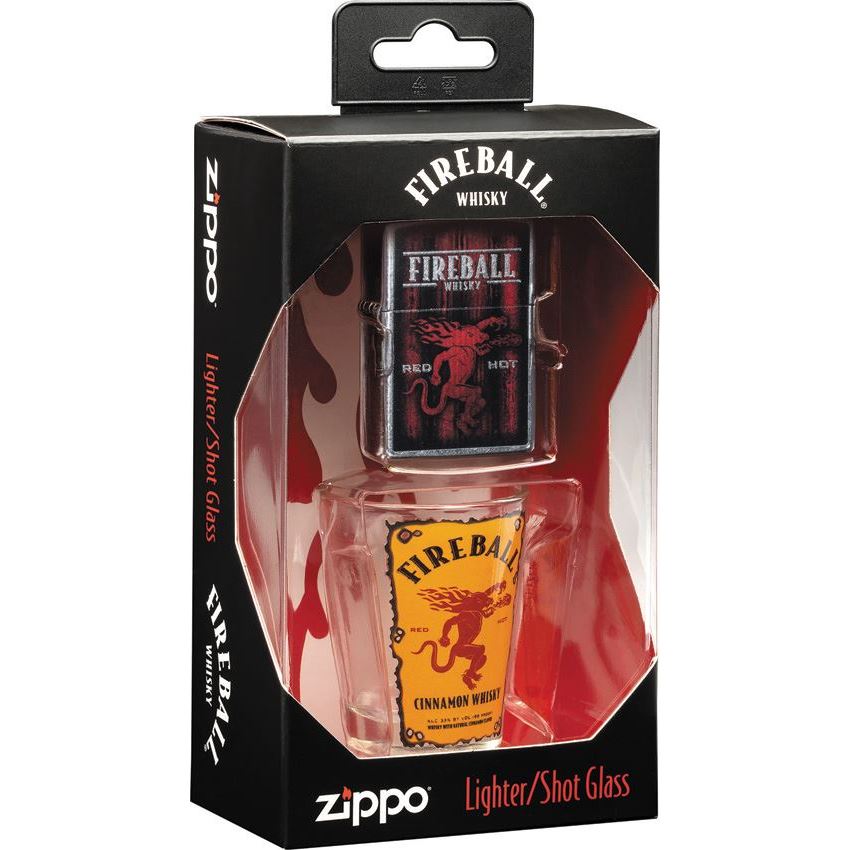 Zippo - 207 FireBall Ltr & Shot Glass Combo - One Size - Silver