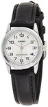 Casio - Womens Leather Quartz Watch - Black