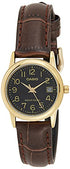 Casio - Womens Leather Band Easy Reader Dial Date Watch - Gold Tone