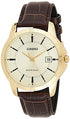 Casio - Mens Date Quartz Watch With Genuine Leather